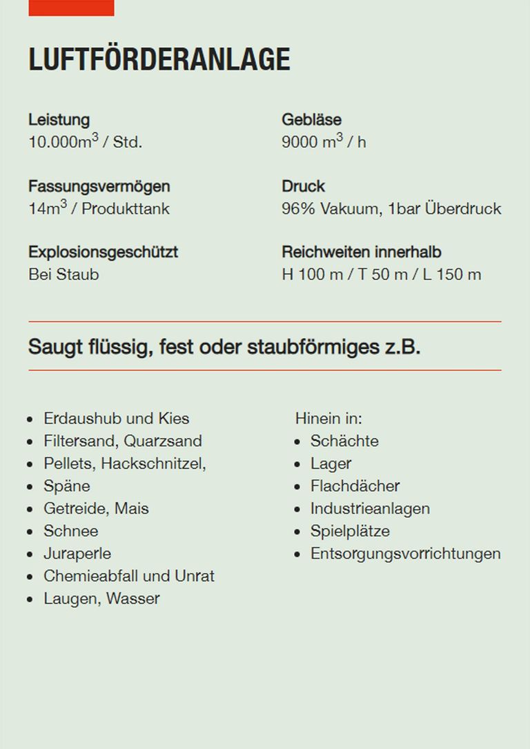 Saugbagger Taunusstein - Technische Daten LFA